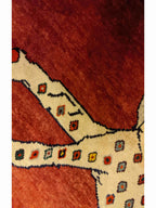 140 x 95 cm Shiraz Qashqai Nomadic Animal design Tribal Red Lion Rug - Rugoutlet