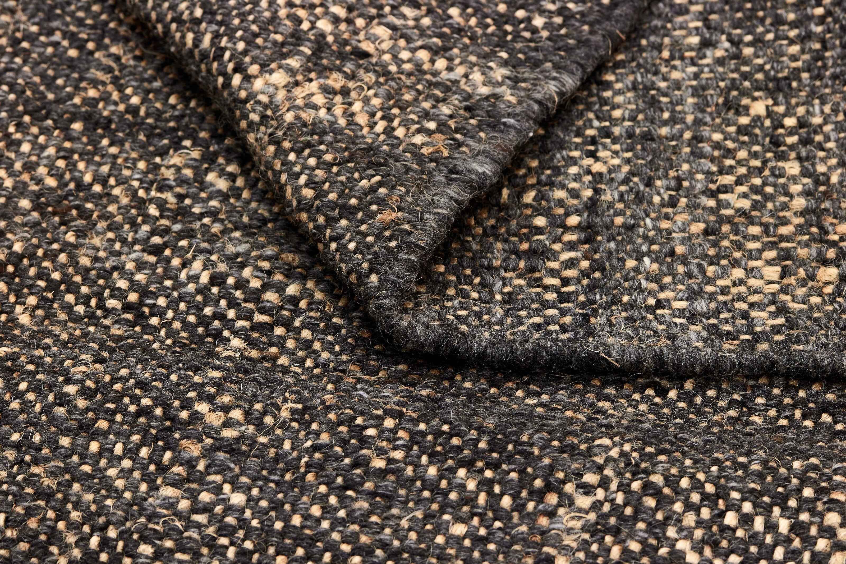 160x90 cm Black and brown jute and wool rug -200024WD - Rugoutlet