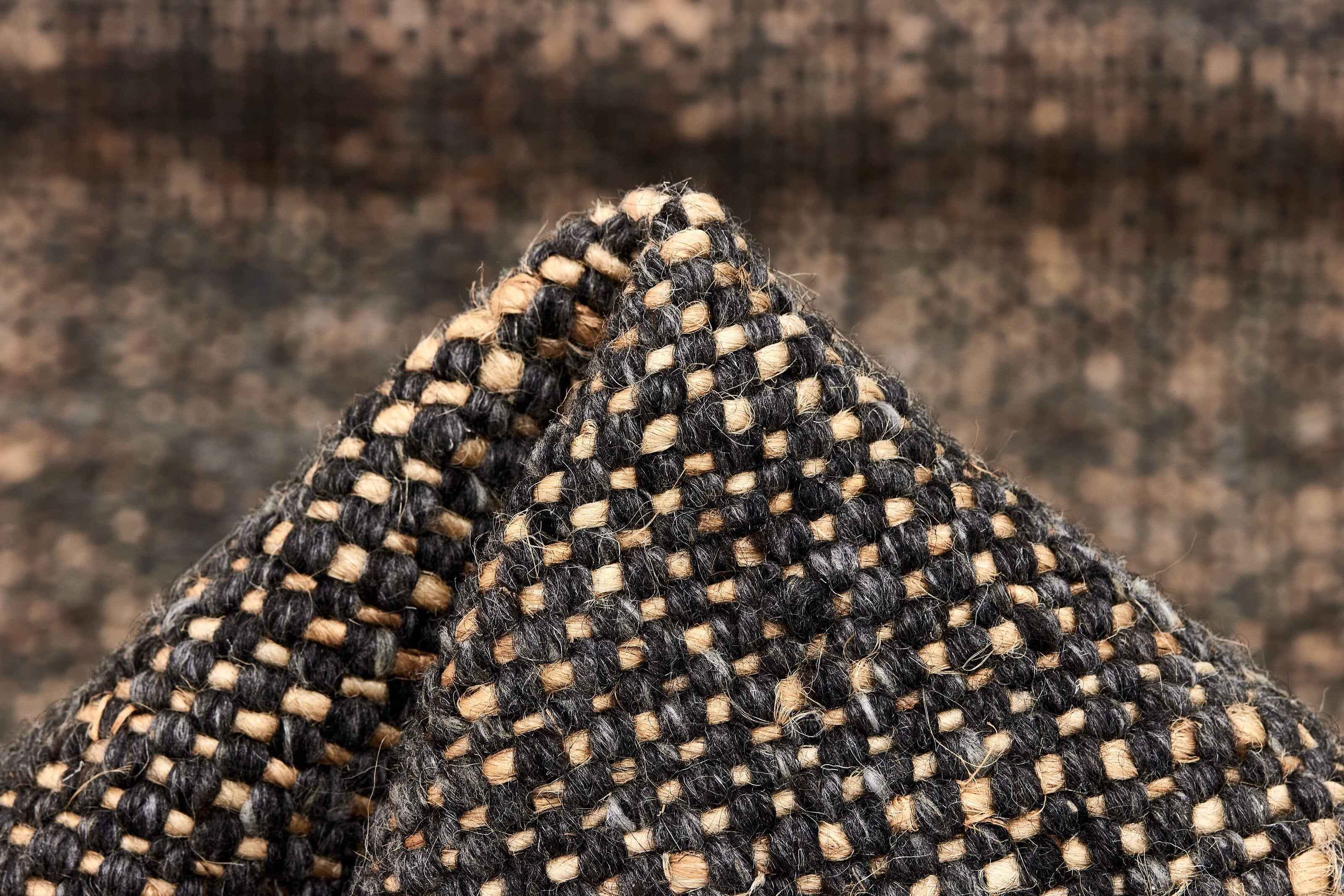 160x90 cm Black and brown jute and wool rug -200024WD - Rugoutlet