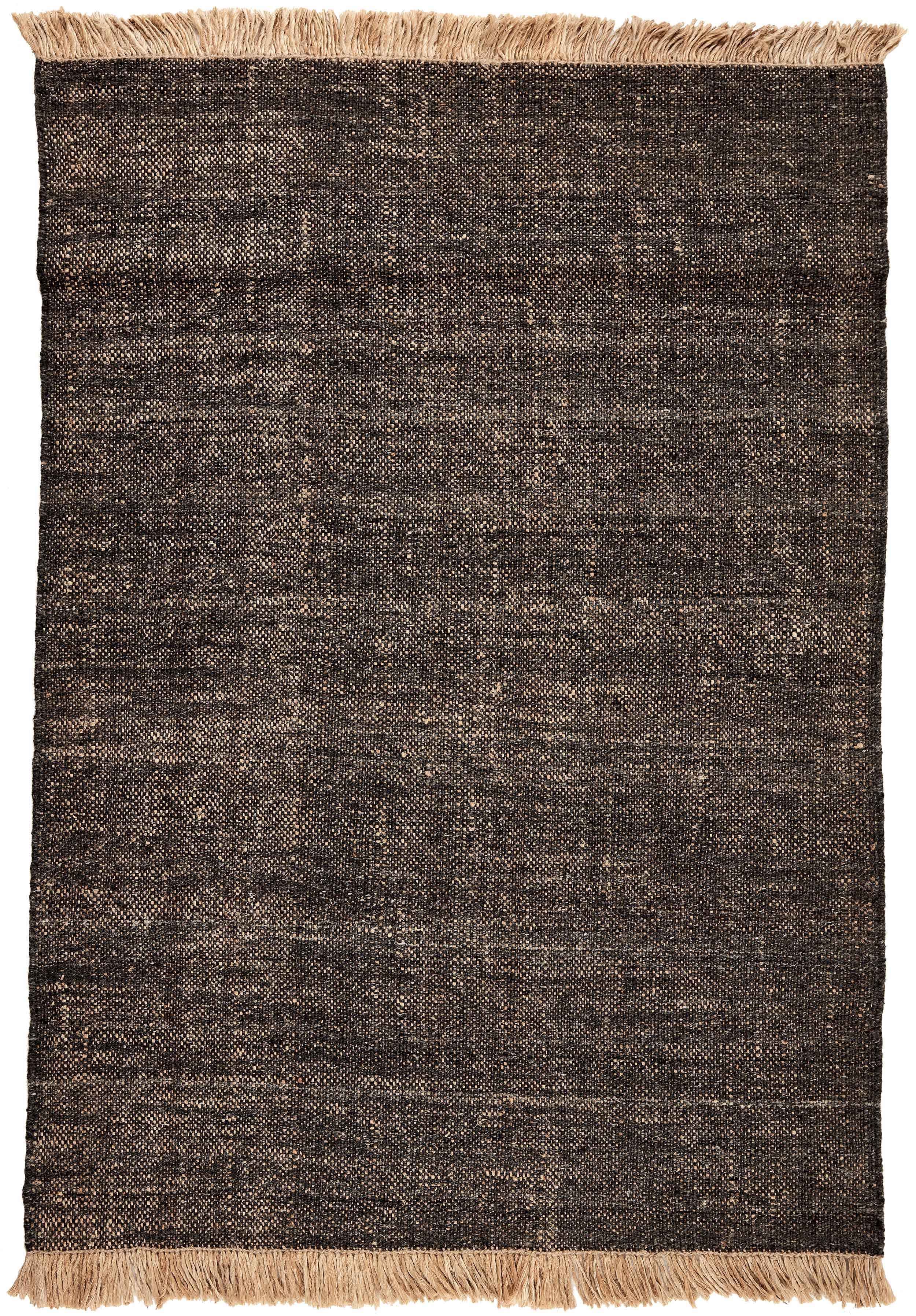 160x90 cm Black and brown jute and wool rug -200024WD - Rugoutlet