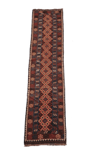 367x80 cm Afghan Kilim Runner Tribal Wool Rug Handmade Maroon - Rugoutlet