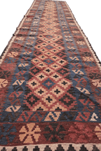 367x80 cm Afghan Kilim Runner Tribal Wool Rug Handmade Maroon - Rugoutlet