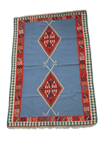 235x153 cm Qashqai Kilim Tribal Wool Rugs Hand Knotted Sky Blue - Rugoutlet