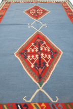 235x153 cm Qashqai Kilim Tribal Wool Rugs Hand Knotted Sky Blue - Rugoutlet