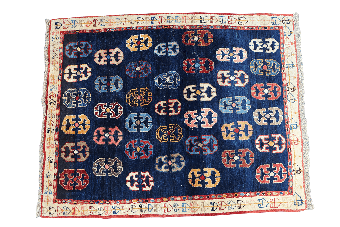 133x107cm Persian Gabbeh Qashqai Tribal wool blue rug - Rugoutlet