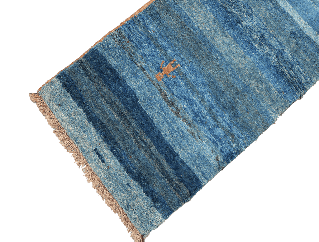 A vertical image of a Gabbeh Runner Tribal Wool Rug