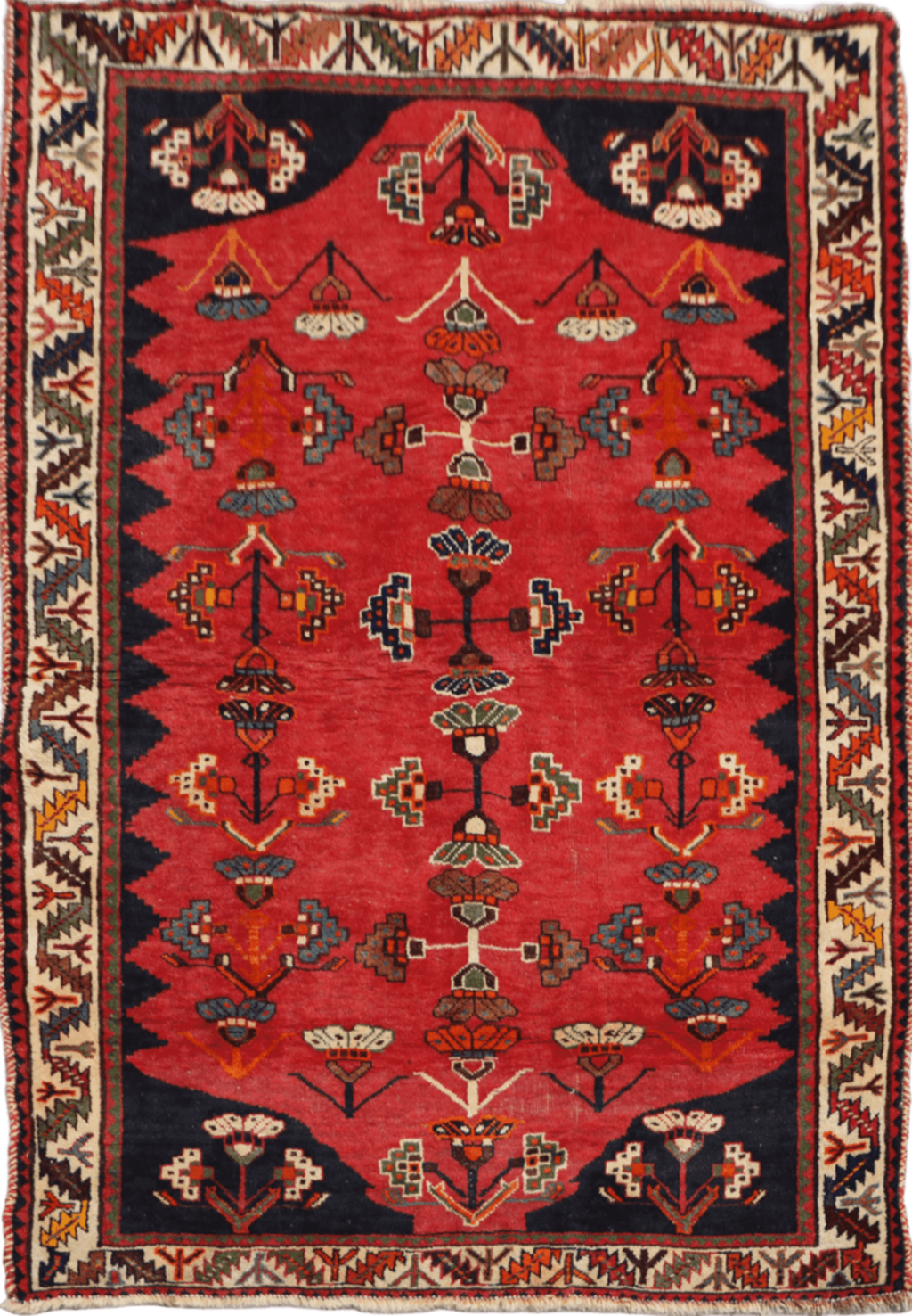 127 x 200 cm Persian Qashqai Tribal Wool Rugs Handcrafted Blue Red - Rugoutlet