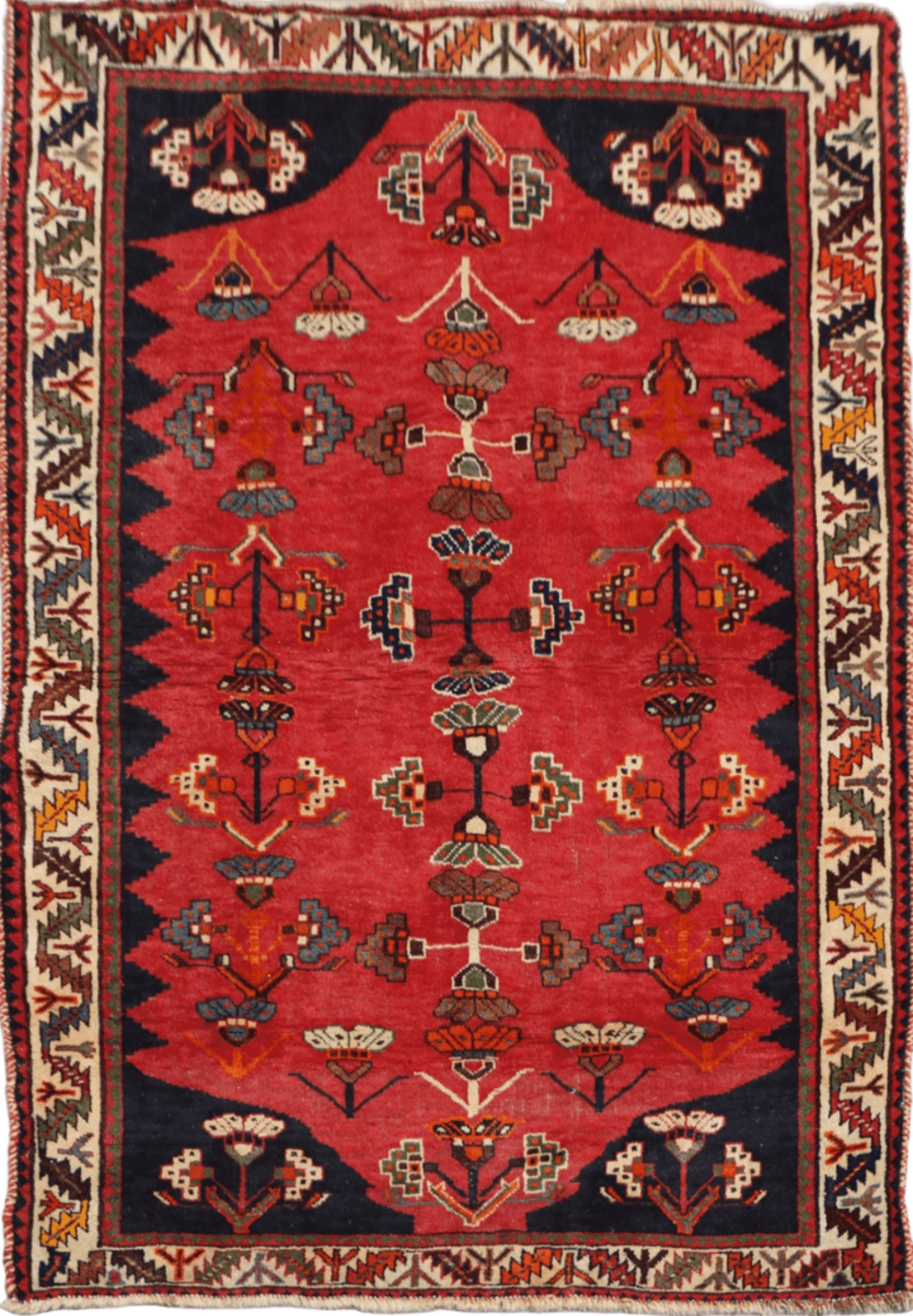 127 x 200 cm Persian Qashqai Tribal Wool Rugs Handcrafted Blue Red - Rugoutlet