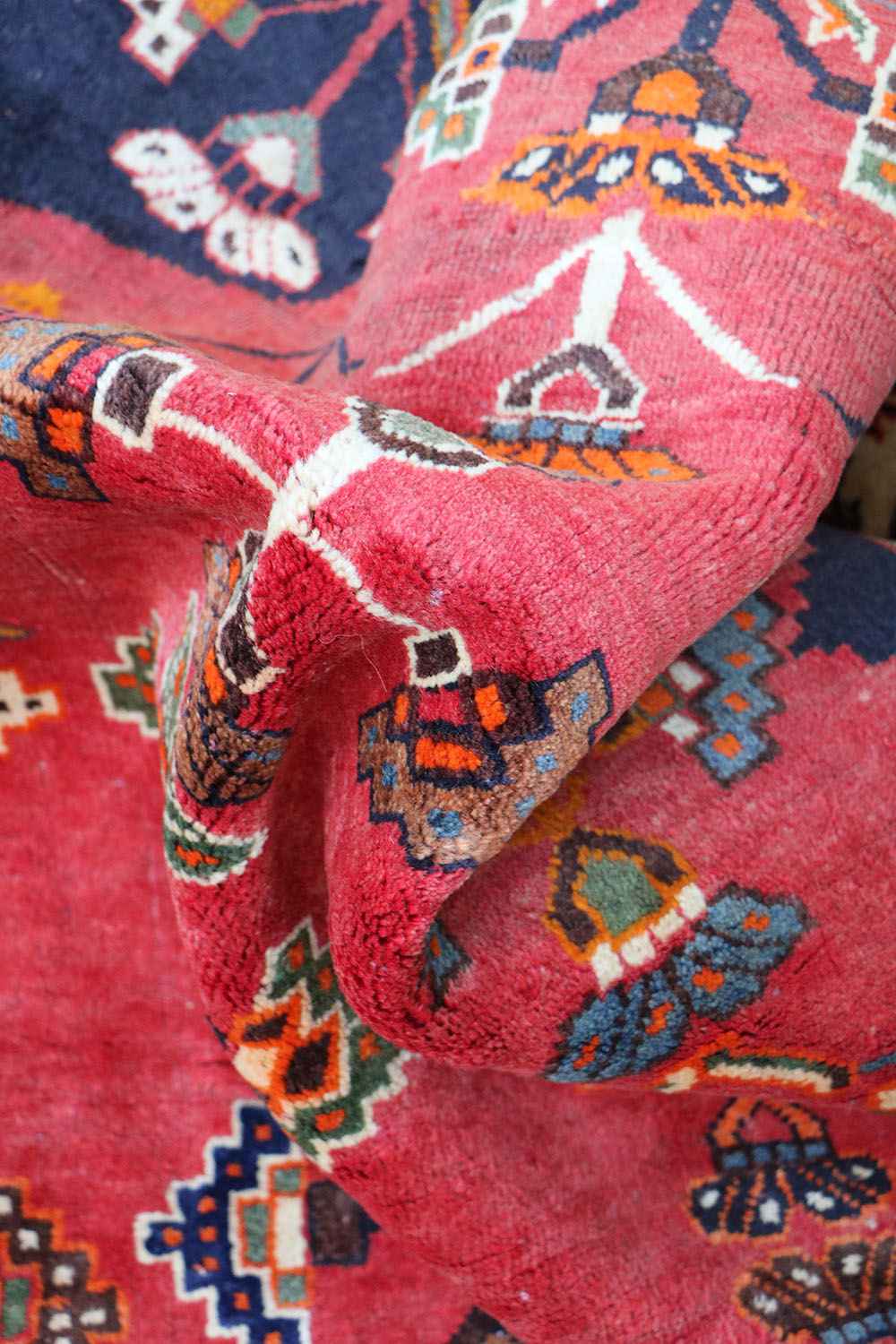 127 x 200 cm Persian Qashqai Tribal Wool Rugs Handcrafted Blue Red - Rugoutlet