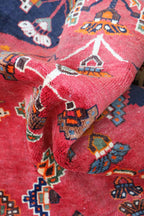 127 x 200 cm Persian Qashqai Tribal Wool Rugs Handcrafted Blue Red - Rugoutlet