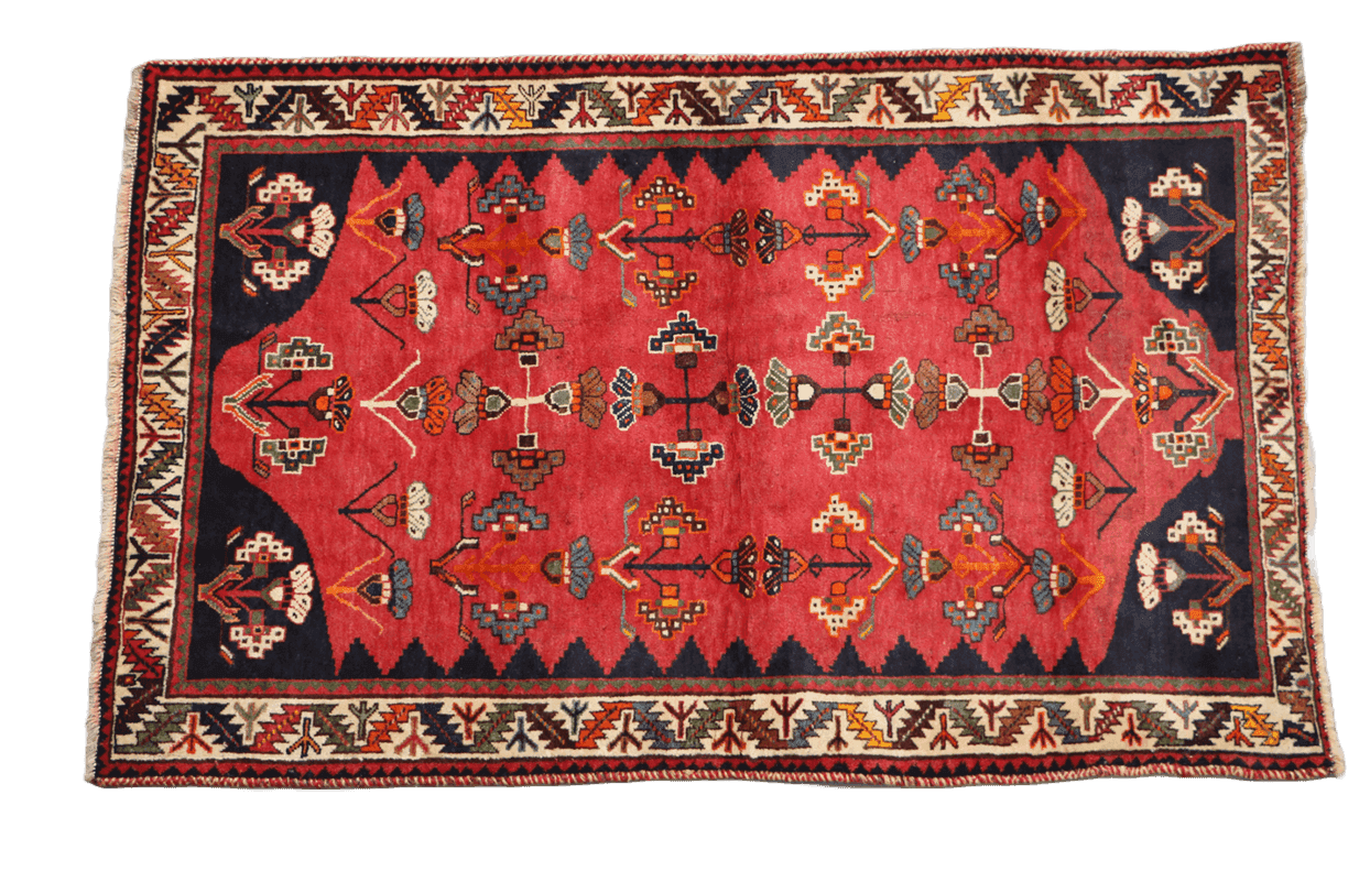127 x 200 cm Persian Qashqai Tribal Wool Rugs Handcrafted Blue Red - Rugoutlet