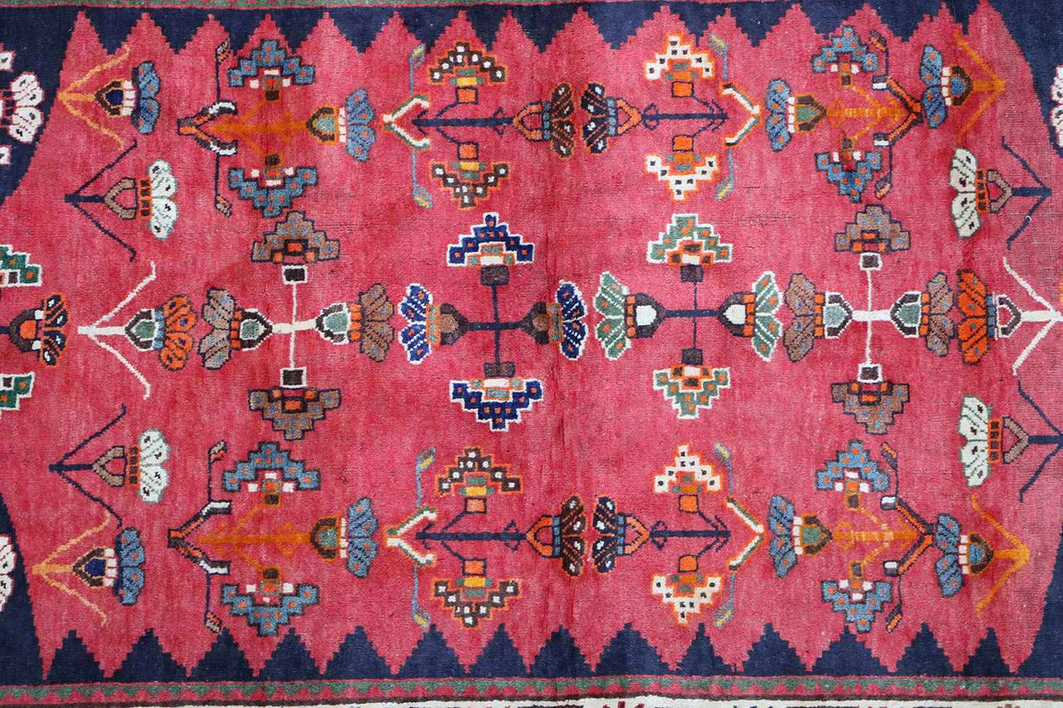127 x 200 cm Persian Qashqai Tribal Wool Rugs Handcrafted Blue Red - Rugoutlet