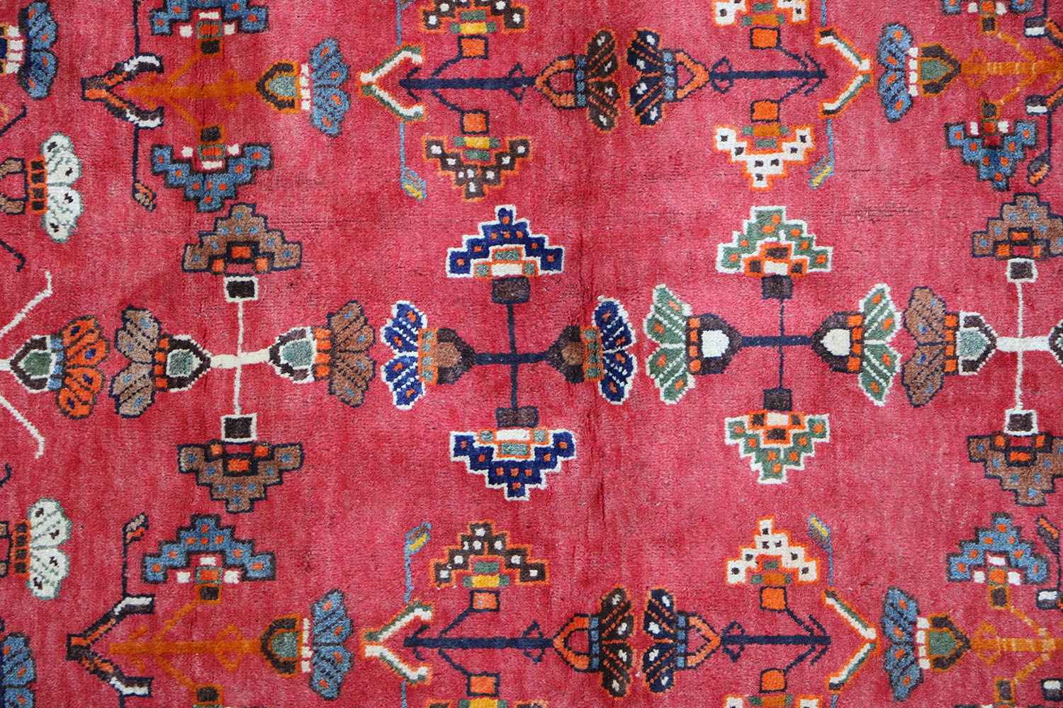 127 x 200 cm Persian Qashqai Tribal Wool Rugs Handcrafted Blue Red - Rugoutlet