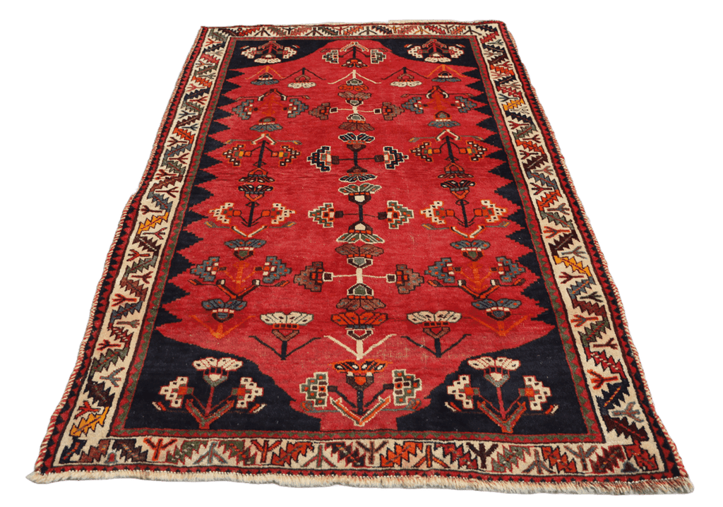 127 x 200 cm Persian Qashqai Tribal Wool Rugs Handcrafted Blue Red - Rugoutlet