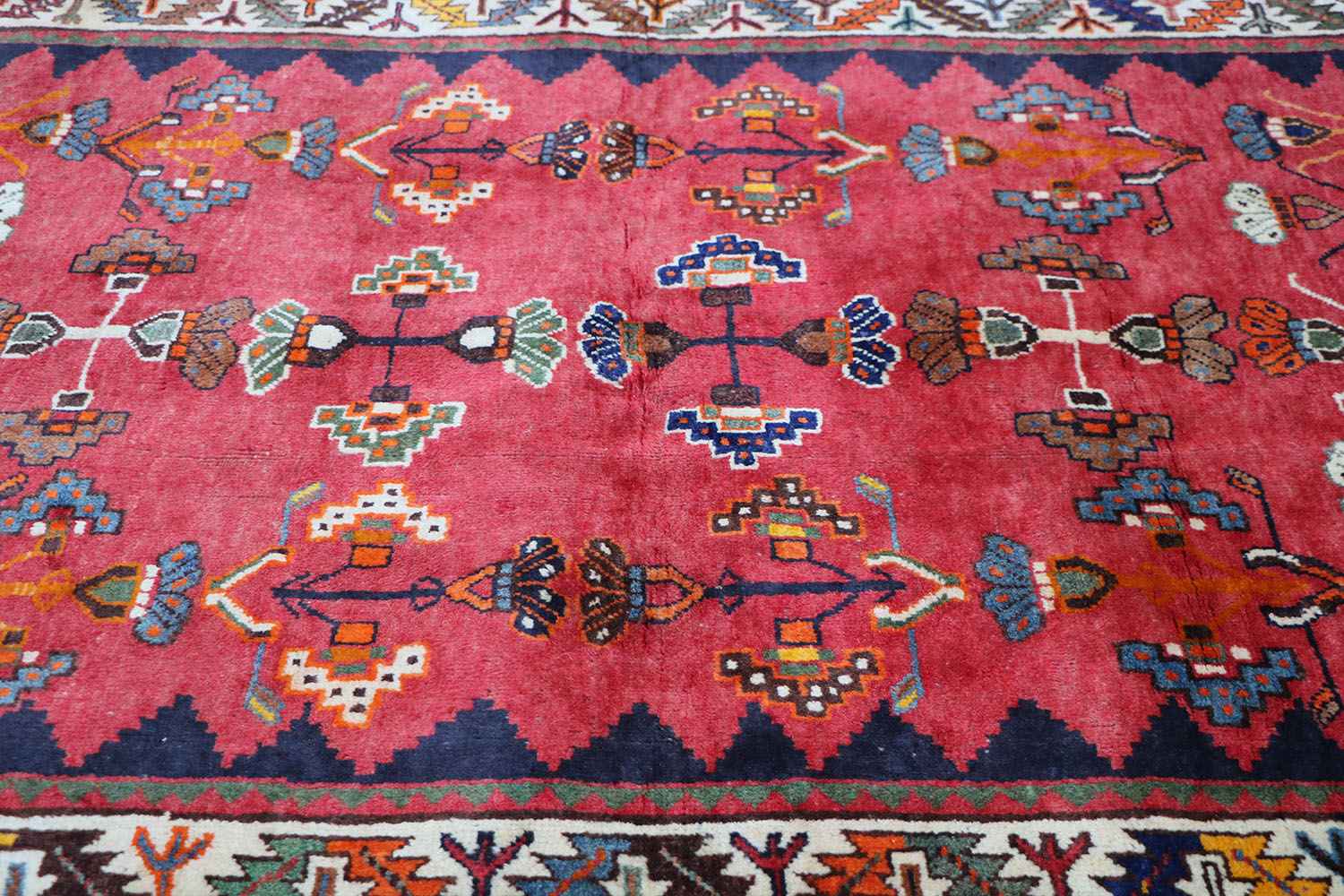 127 x 200 cm Persian Qashqai Tribal Wool Rugs Handcrafted Blue Red - Rugoutlet