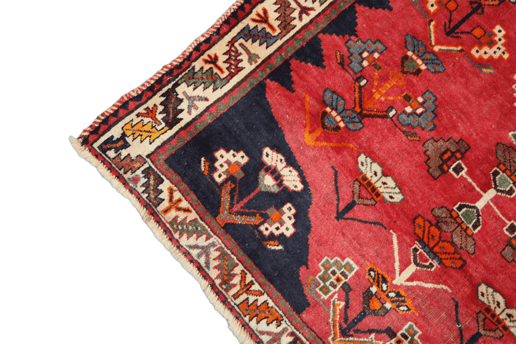 127 x 200 cm Persian Qashqai Tribal Wool Rugs Handcrafted Blue Red - Rugoutlet