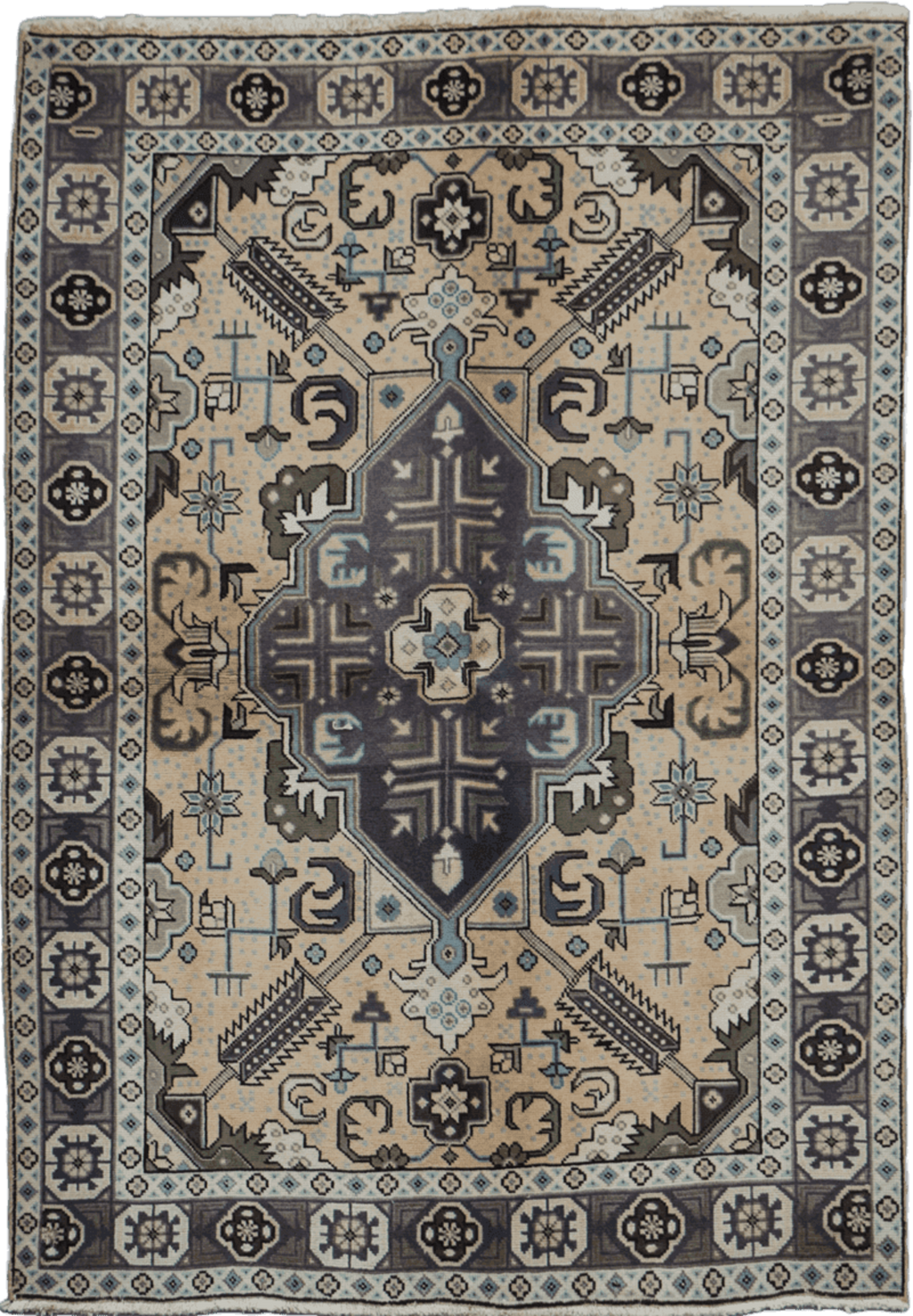 138x196 cm Old Tabriz Antique Wool handmade rug cream-7041 - Rugoutlet