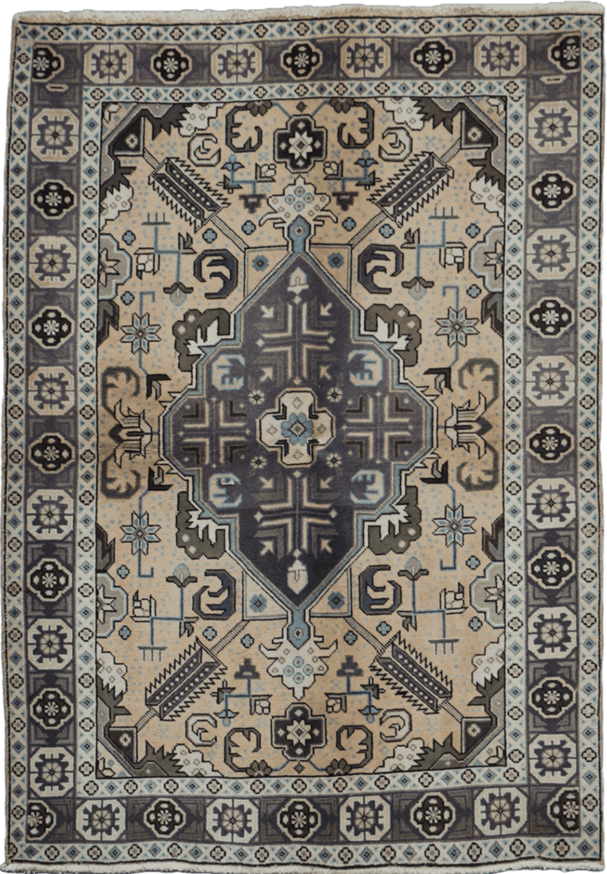 138x196 cm Old Tabriz Antique Wool handmade rug cream-7041 - Rugoutlet