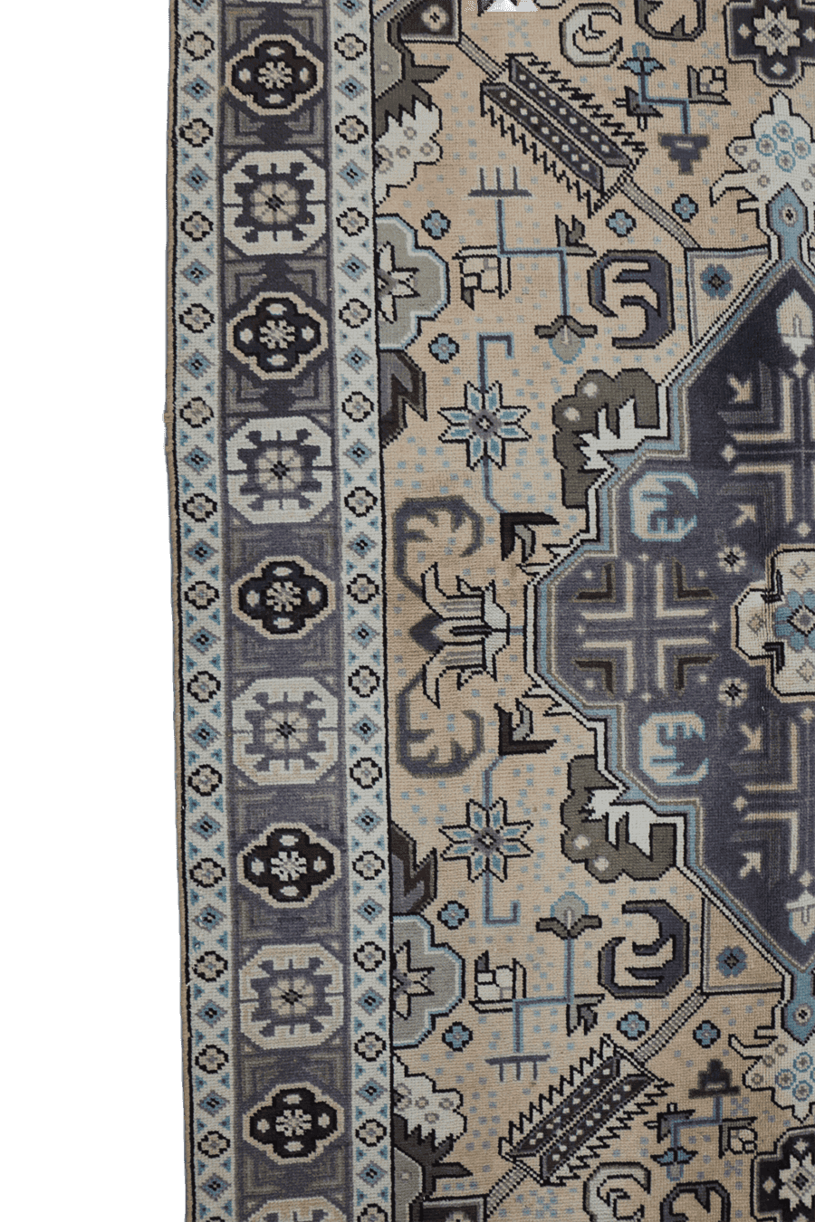 138x196 cm Old Tabriz Antique Wool handmade rug cream-7041 - Rugoutlet