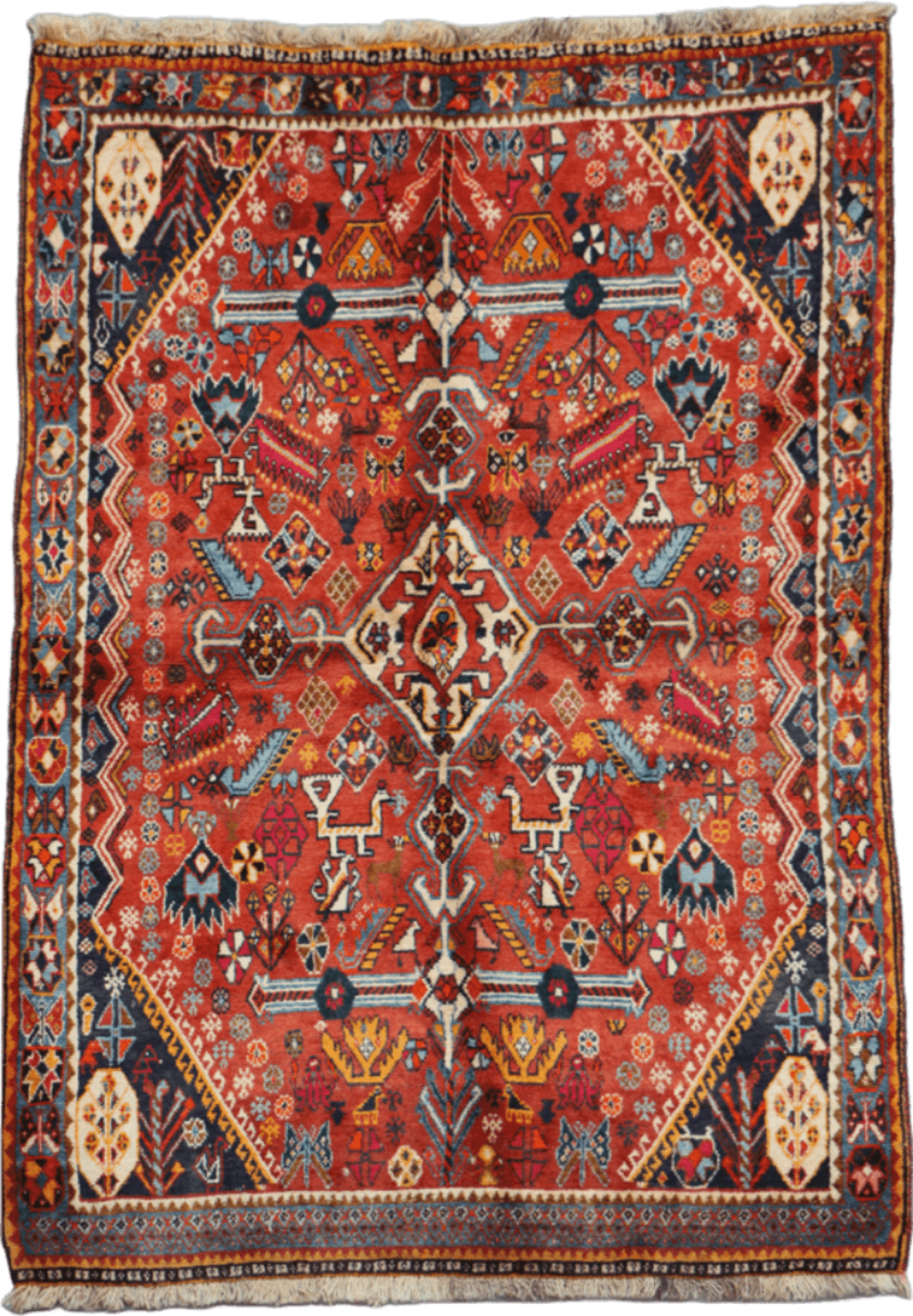 213 x 132 cm Persian Qashqai Tribal Wool Rug Hand-Knotted Multi Colour - Rugoutlet