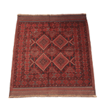 190 x 140 cm Afghan Mushwani Tribal Wool Rug Hand-Knotted Red Colour - Rugoutlet