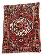 200 x 142 cm Heriz Tribal Wool Rug Hand-Knotted Red Blue Colour - Rugoutlet