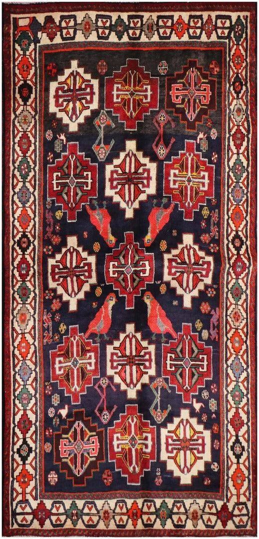 A hand-knotted Tribal Qashqai Wool Rug
