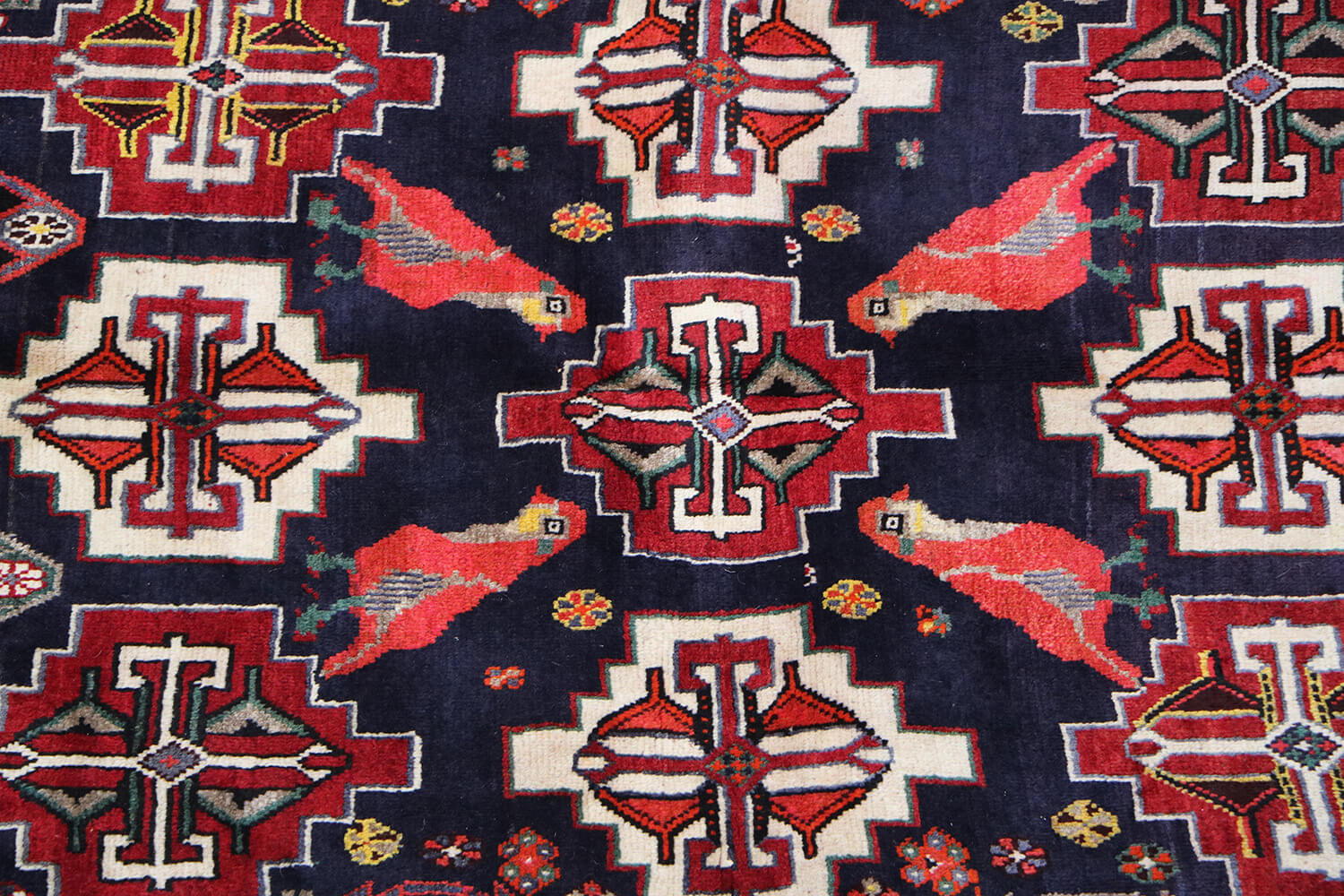 A hand-knotted Tribal Qashqai Wool Rug