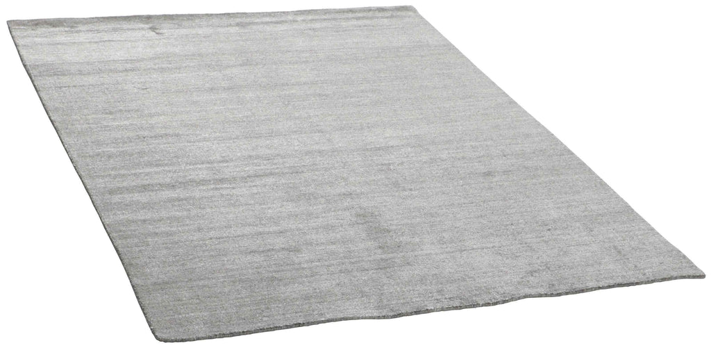 90x60 cm Indian Viscose Black Rug-5971A, White - Rugoutlet