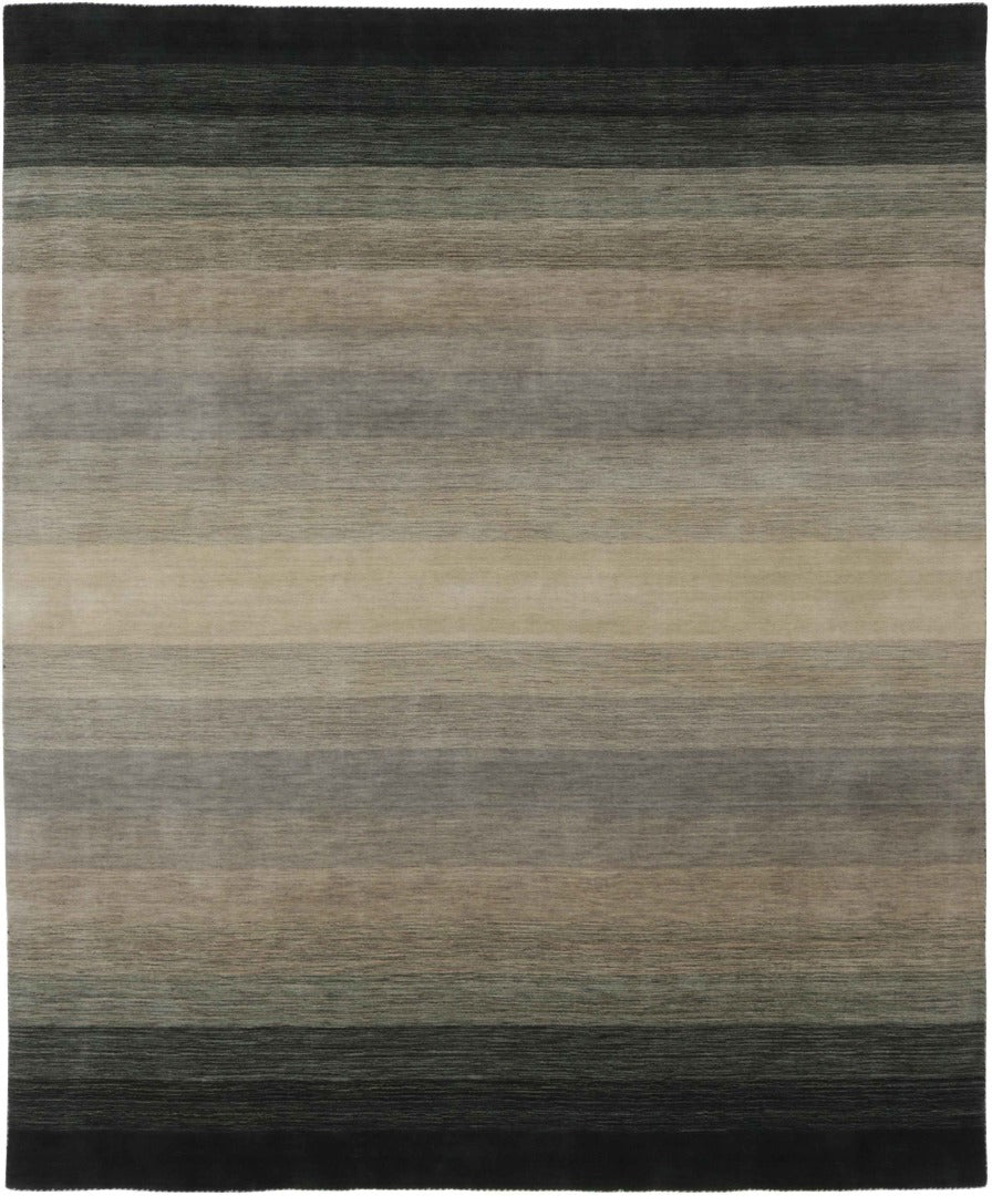 90x60 cm wool Black Rug-6029, Black Grey - Rugoutlet