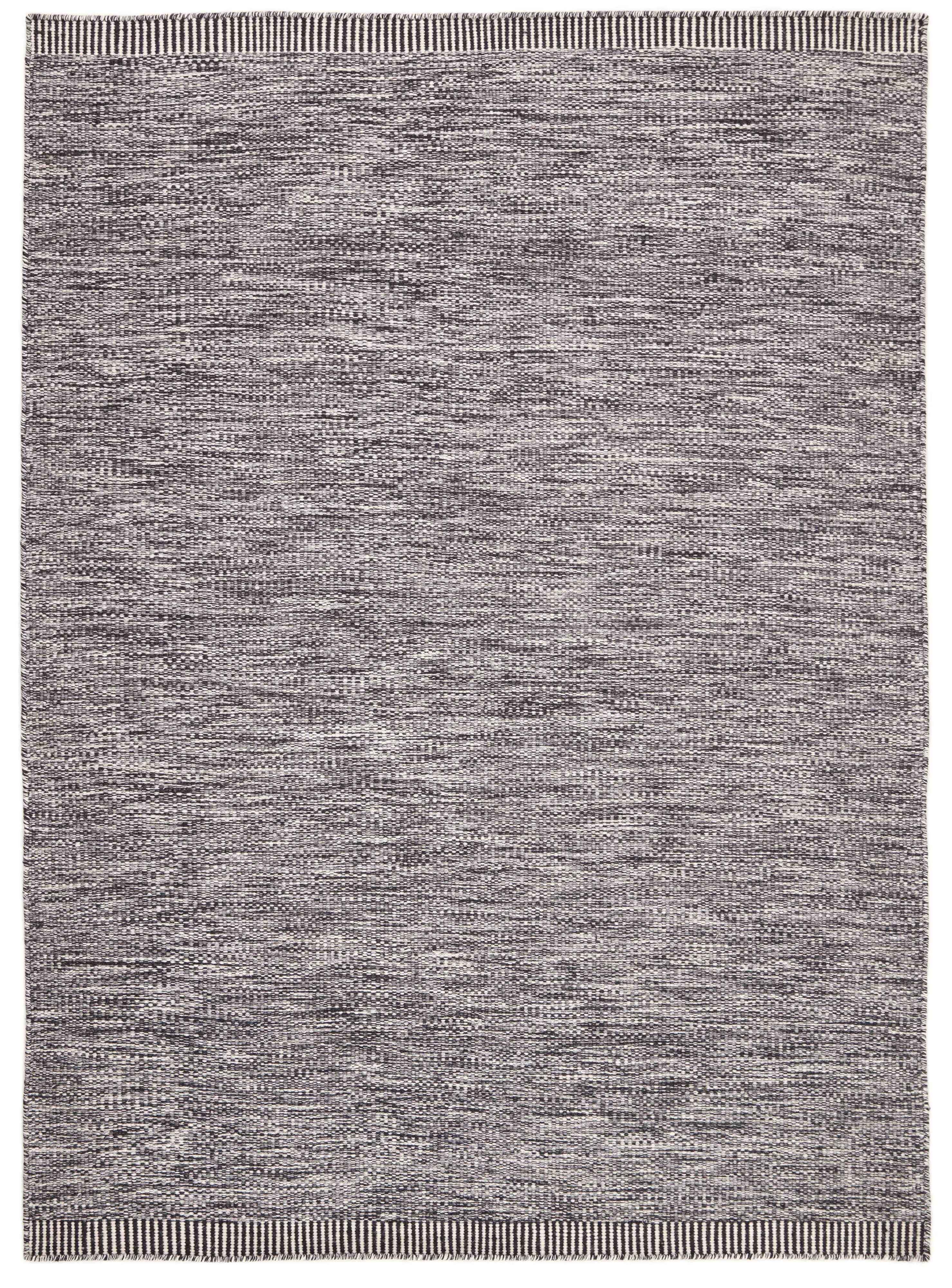 90x60 cm wool Black Rug-J-96-03, Steel - Rugoutlet
