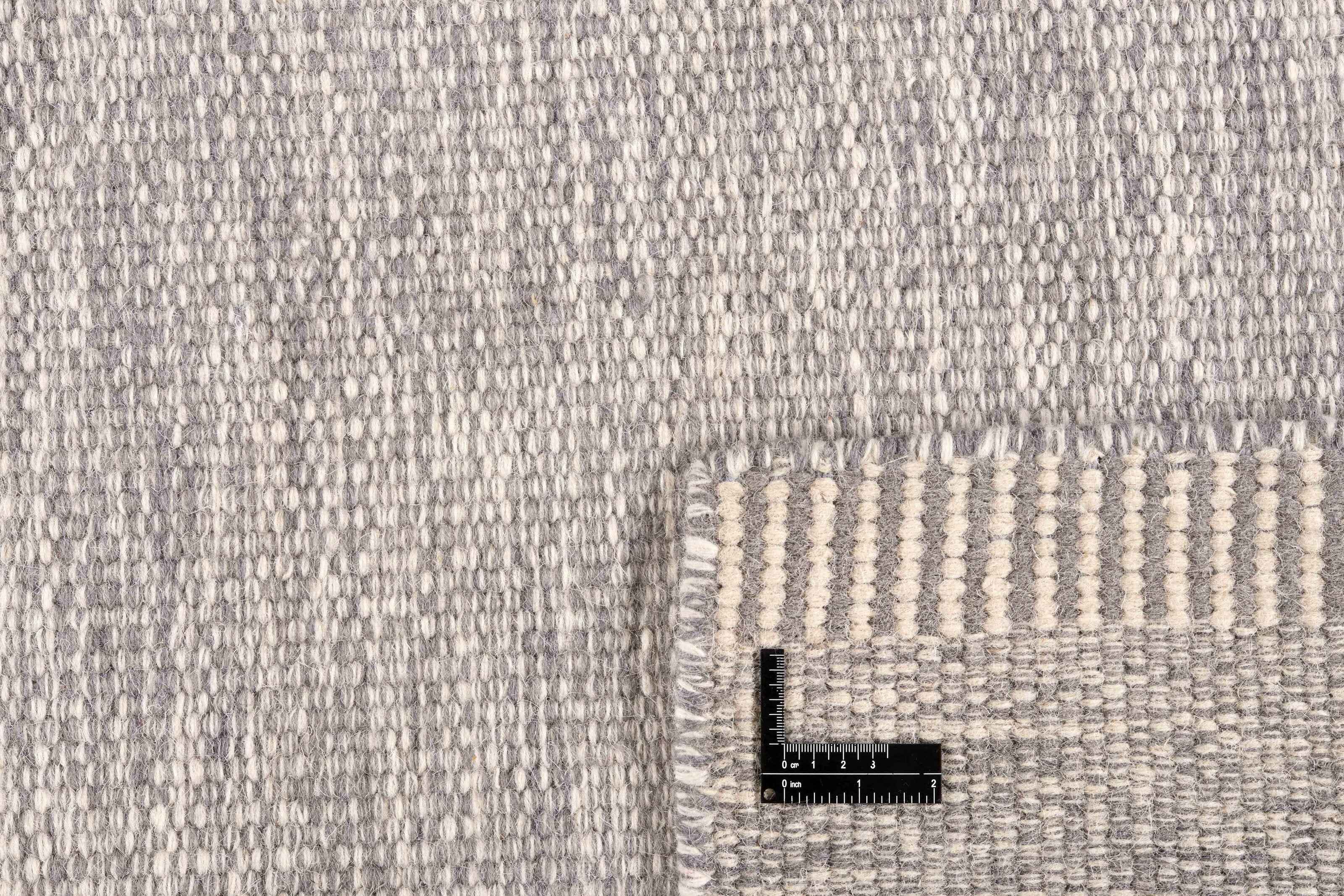 90x60 cm wool Black Rug-J-96-03, Steel - Rugoutlet