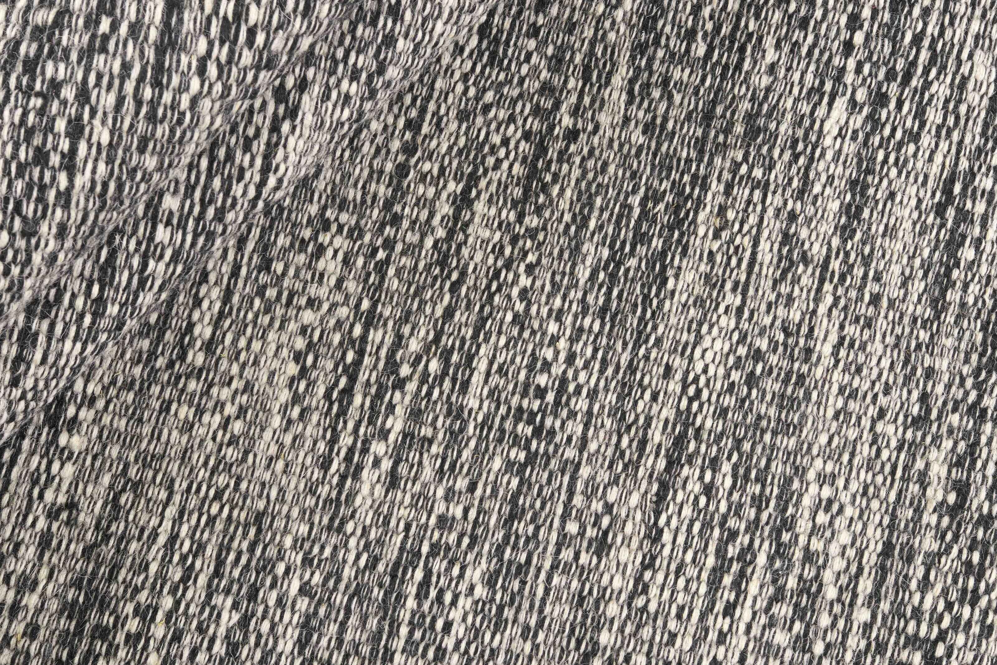 90x60 cm wool Black Rug-J-96-03, Steel - Rugoutlet