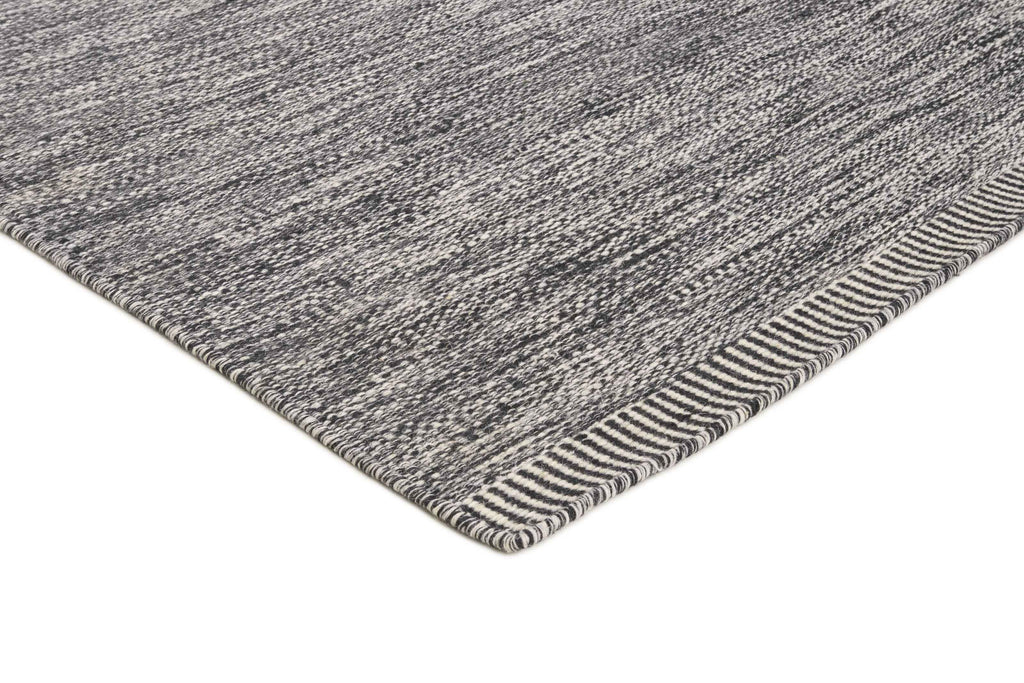 90x60 cm wool Black Rug-J-96-03, Steel - Rugoutlet