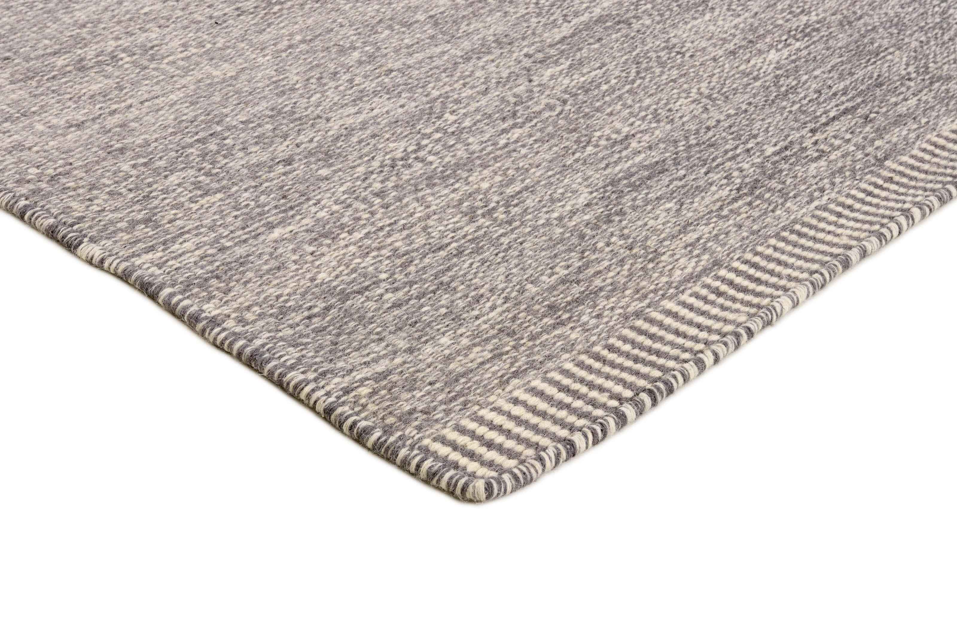 90x60 cm wool Black Rug-J-96-03, Steel - Rugoutlet