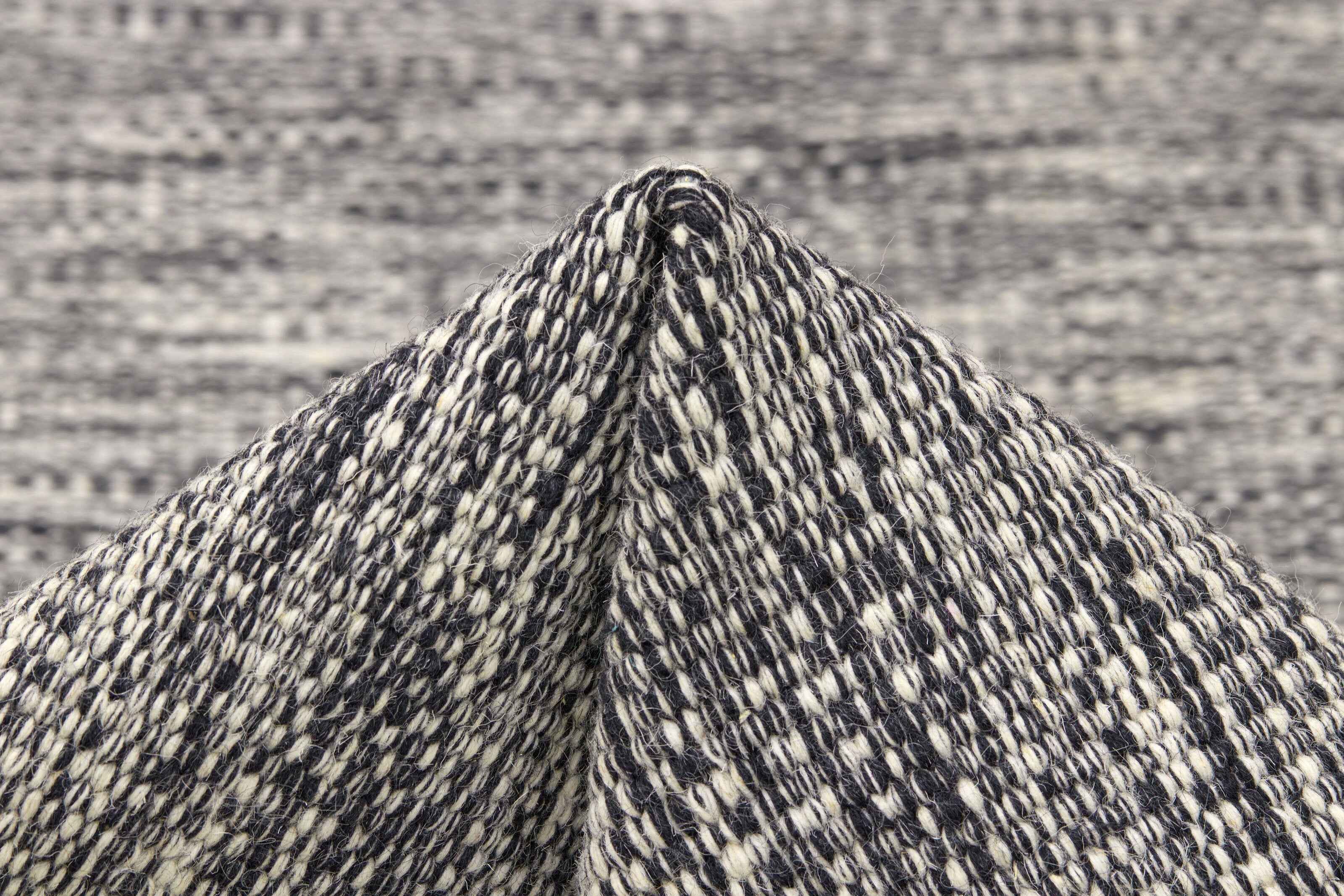 90x60 cm wool Black Rug-J-96-03, Steel - Rugoutlet