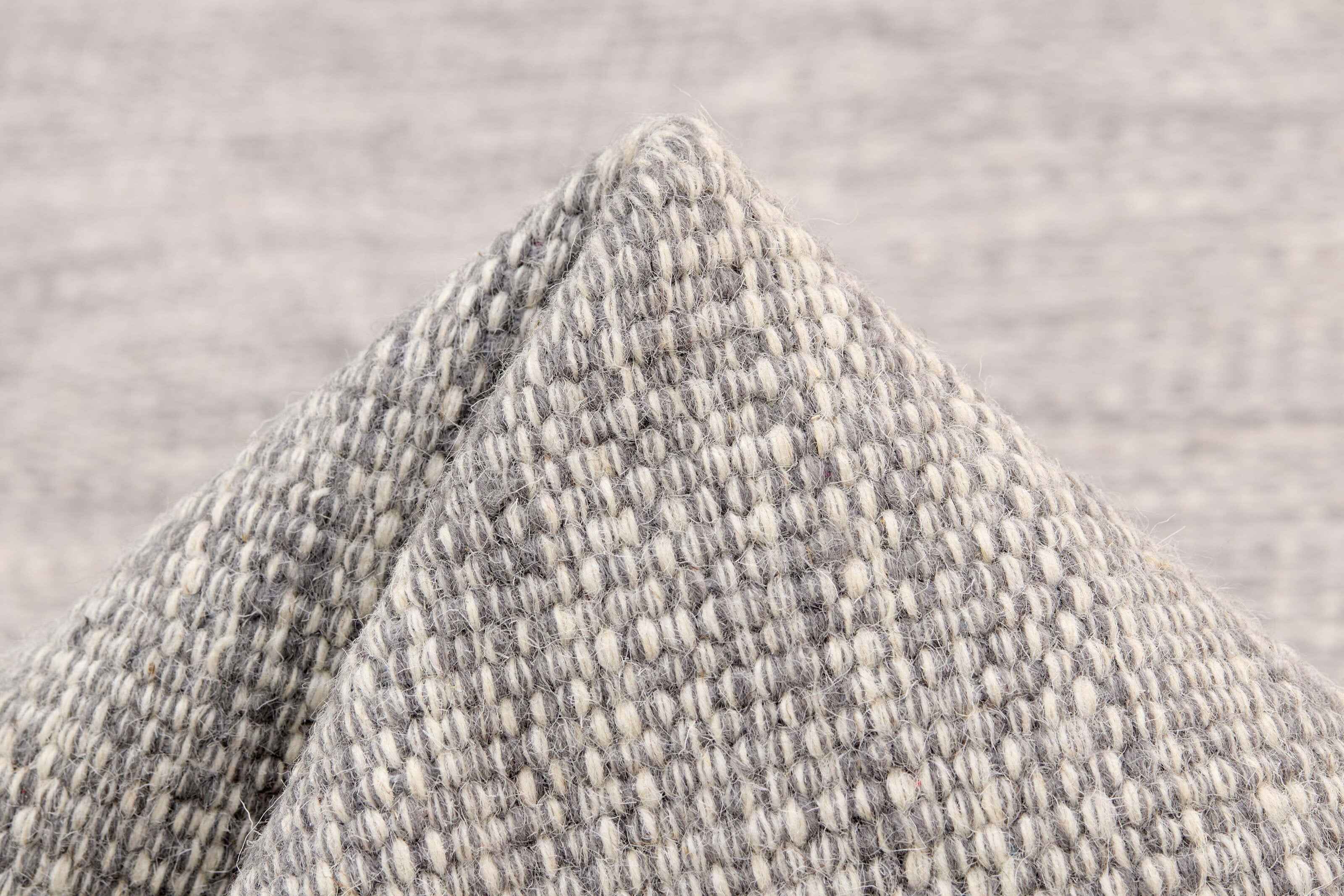 90x60 cm wool Black Rug-J-96-03, Steel - Rugoutlet