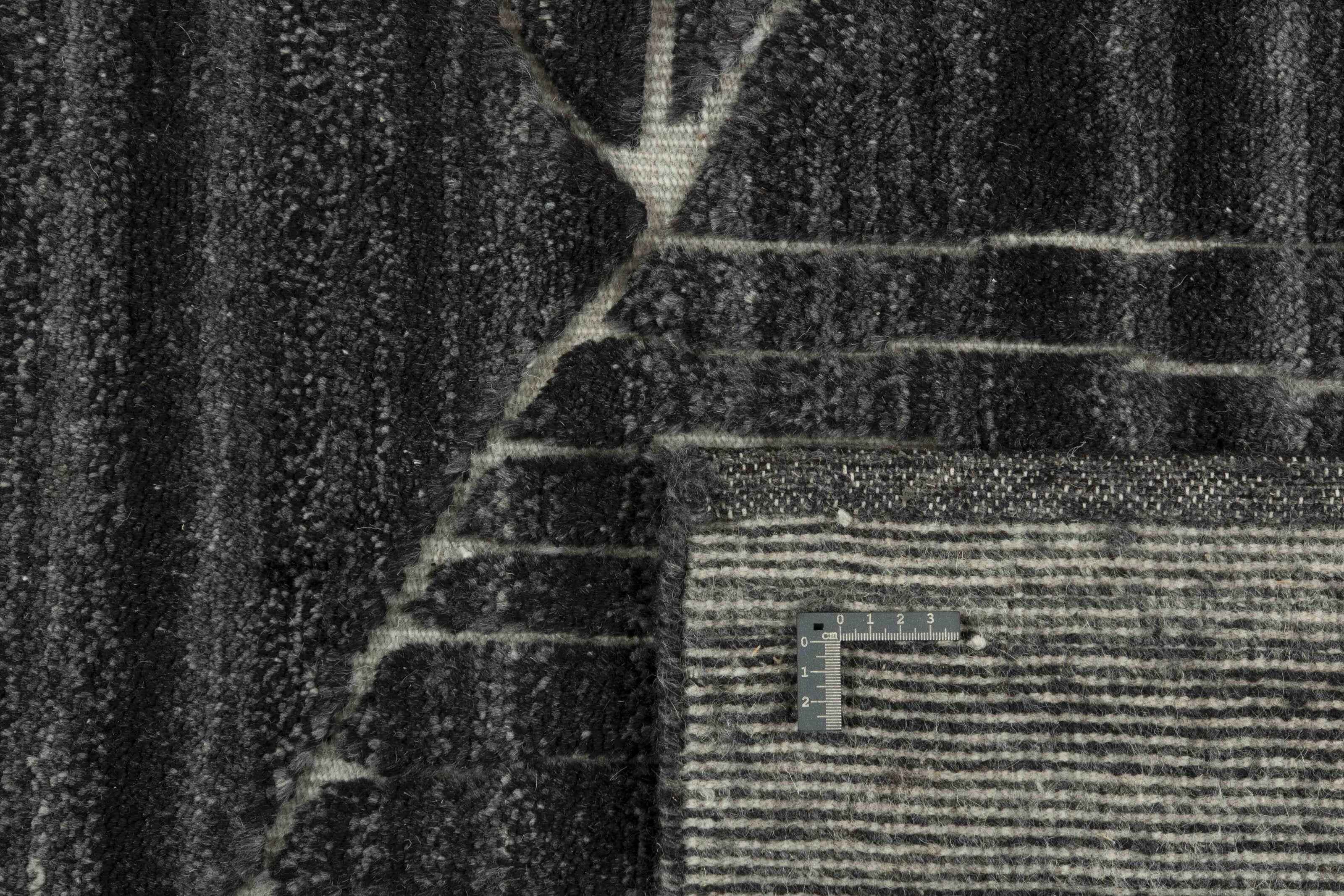 90x60 cm wool multicolour Rug-Fields, Charcoal - Rugoutlet