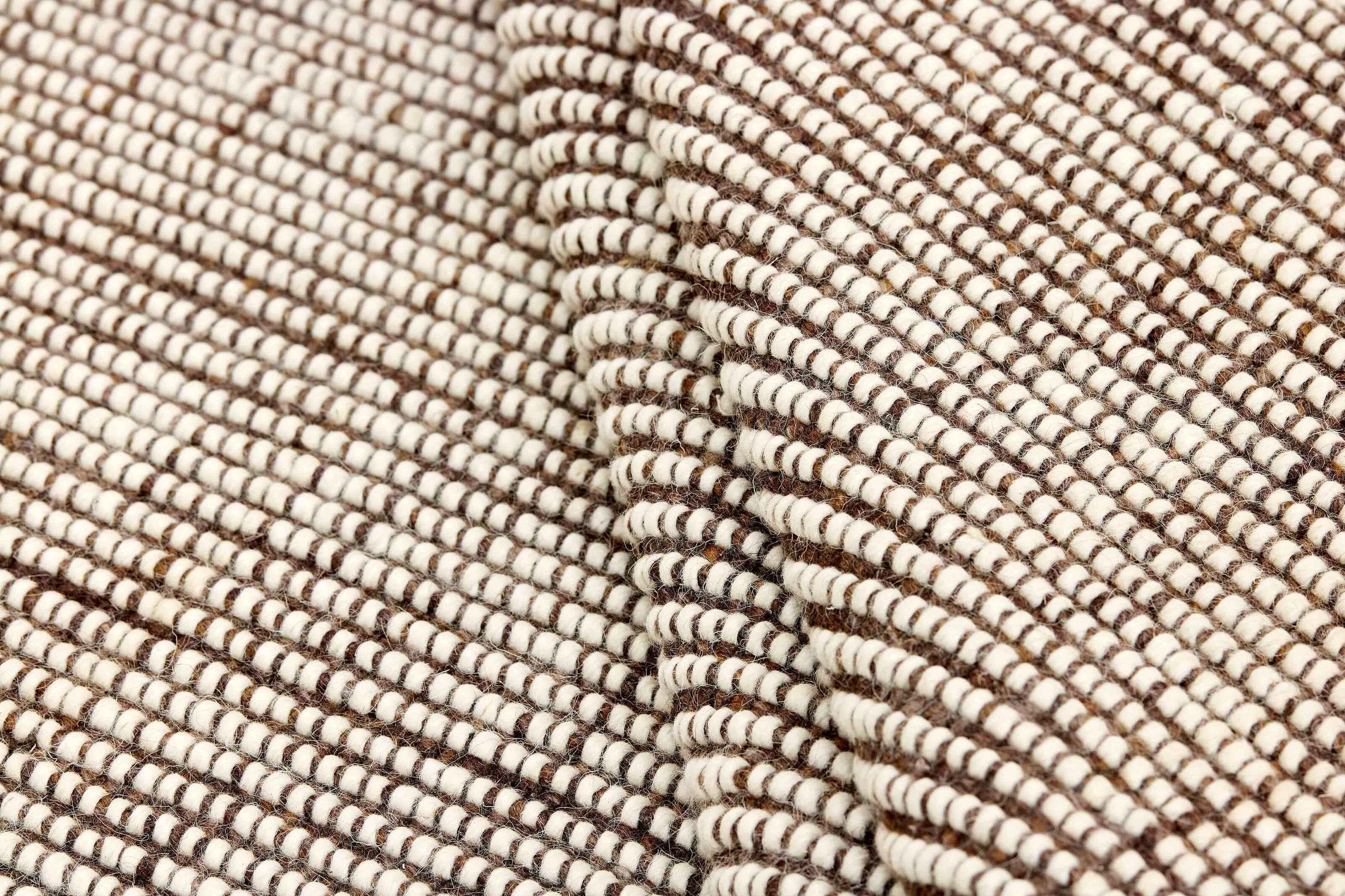 90x60 cm wool multicolour Rug-5971A, Brown White - Rugoutlet