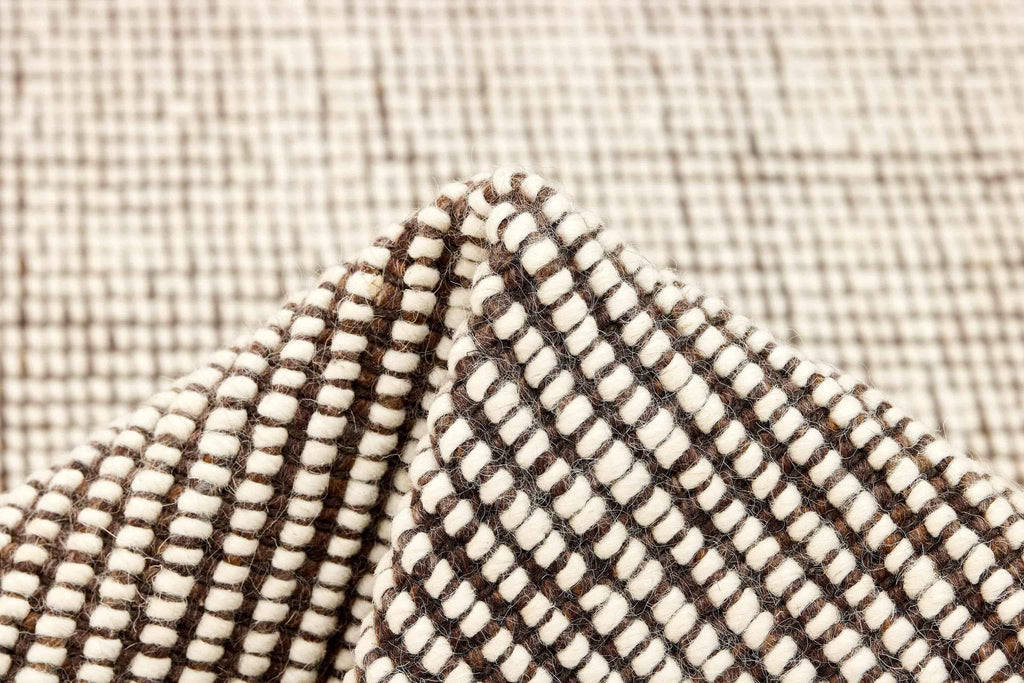 90x60 cm wool multicolour Rug-5971A, Brown White - Rugoutlet